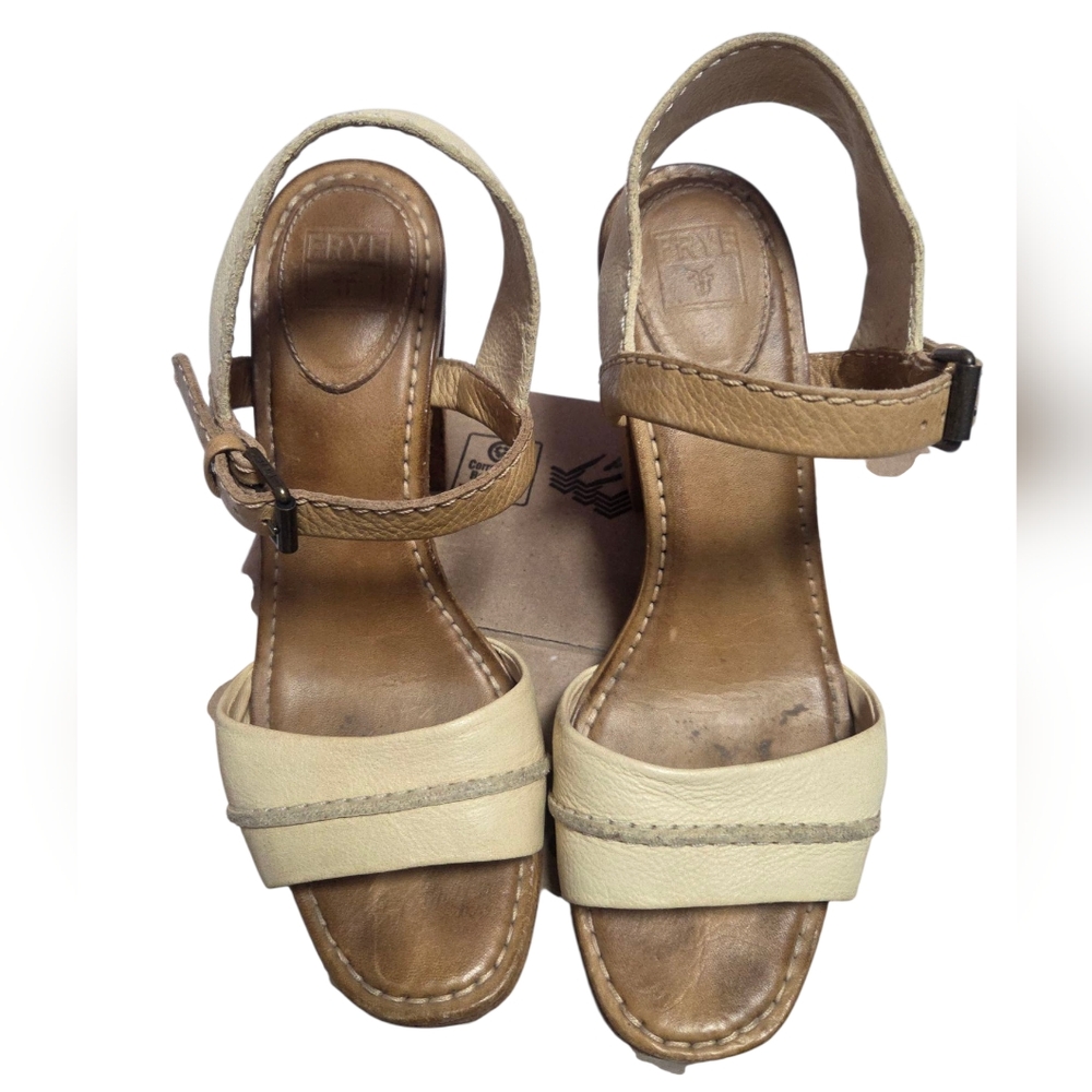 Frye Cream Heels Ankle Strap Sandals for Summer Size 8